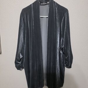Susan Graver Charcoal Velvet Cardigan